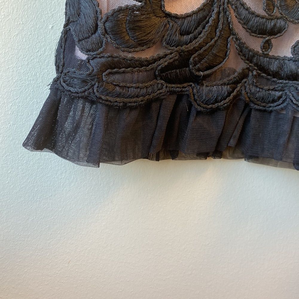 Anthropologie Yoana Barashi Lace Embroidered black Dress 4P short sleeveless 2 - Picture 11 of 12